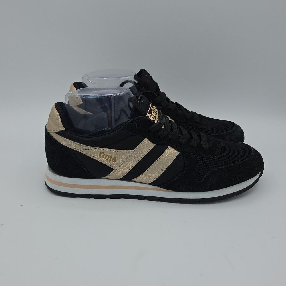 Gola Daytona Mirror Womens Black Gold Sneakers Retro Running Shoes Size 8 - Picture 5 of 8